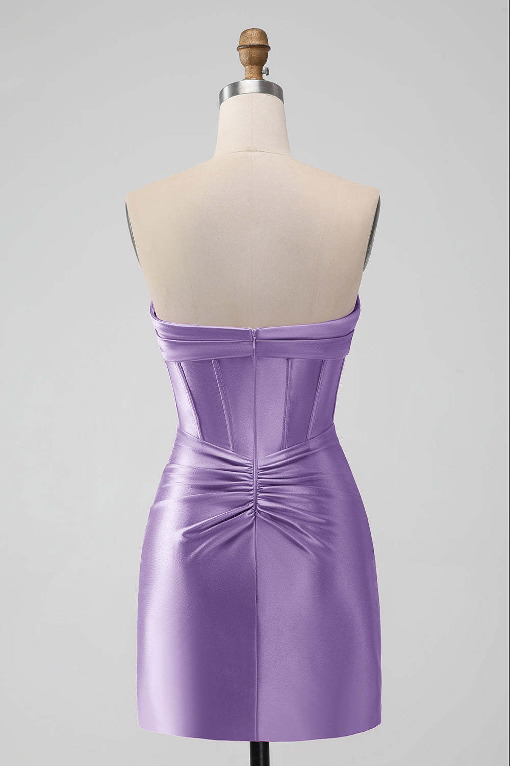 Stylish Fuchsia Bodycon Strapless Satin Corset Short Homecoming Dress