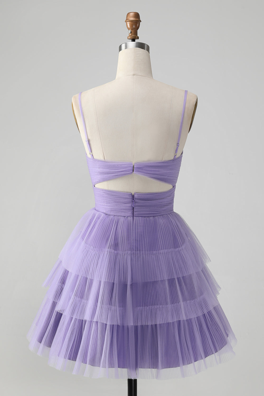 Purple Hollow Out Tulle Tiered Mini A Line Homecoming Dress