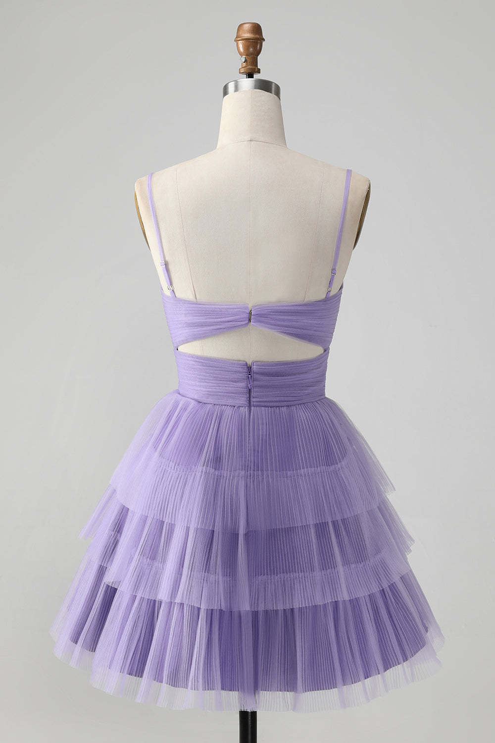 Purple Hollow Out Tulle Tiered Mini A Line Homecoming Dress
