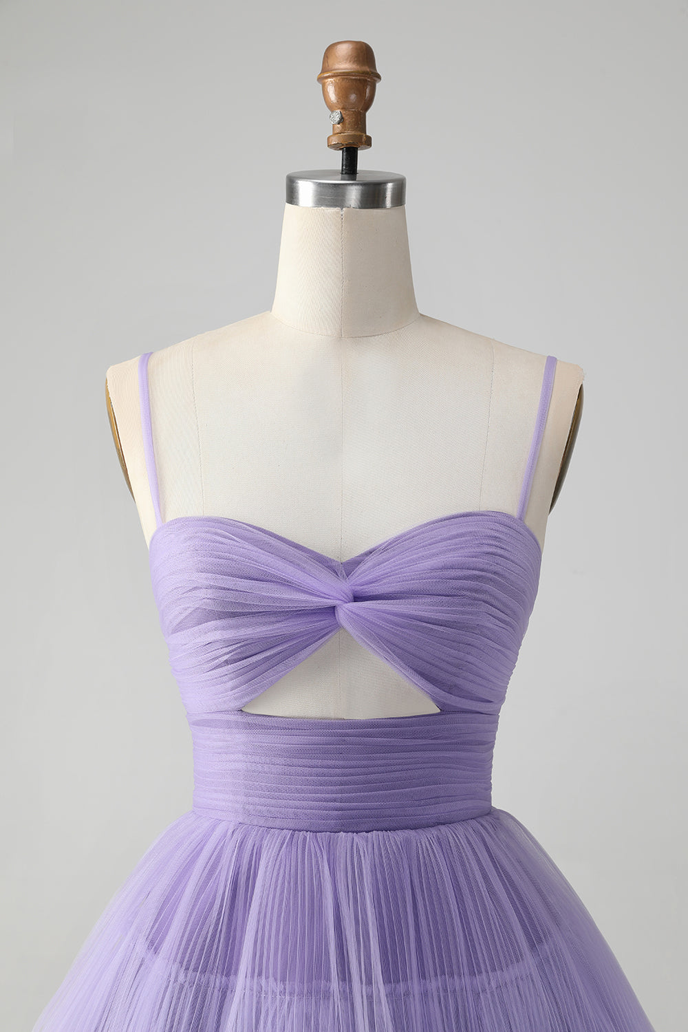 Purple Hollow Out Tulle Tiered Mini A Line Homecoming Dress