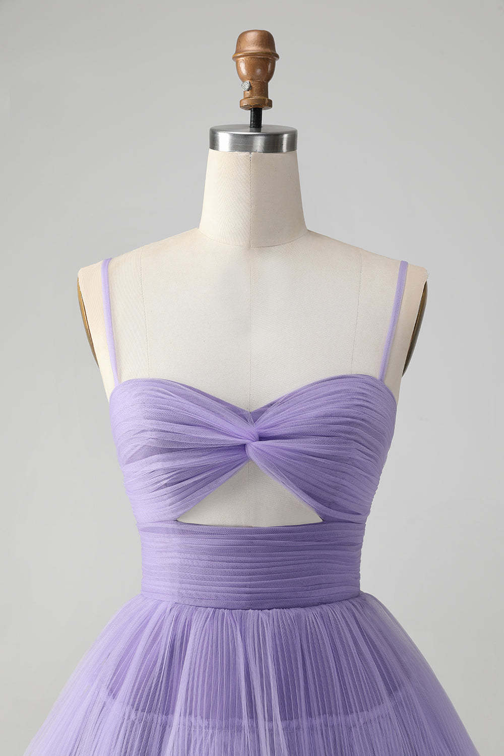 Purple Hollow Out Tulle Tiered Mini A Line Homecoming Dress