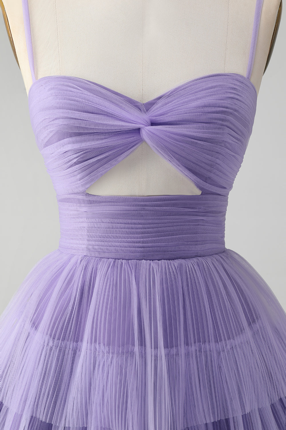 Purple Hollow Out Tulle Tiered Mini A Line Homecoming Dress