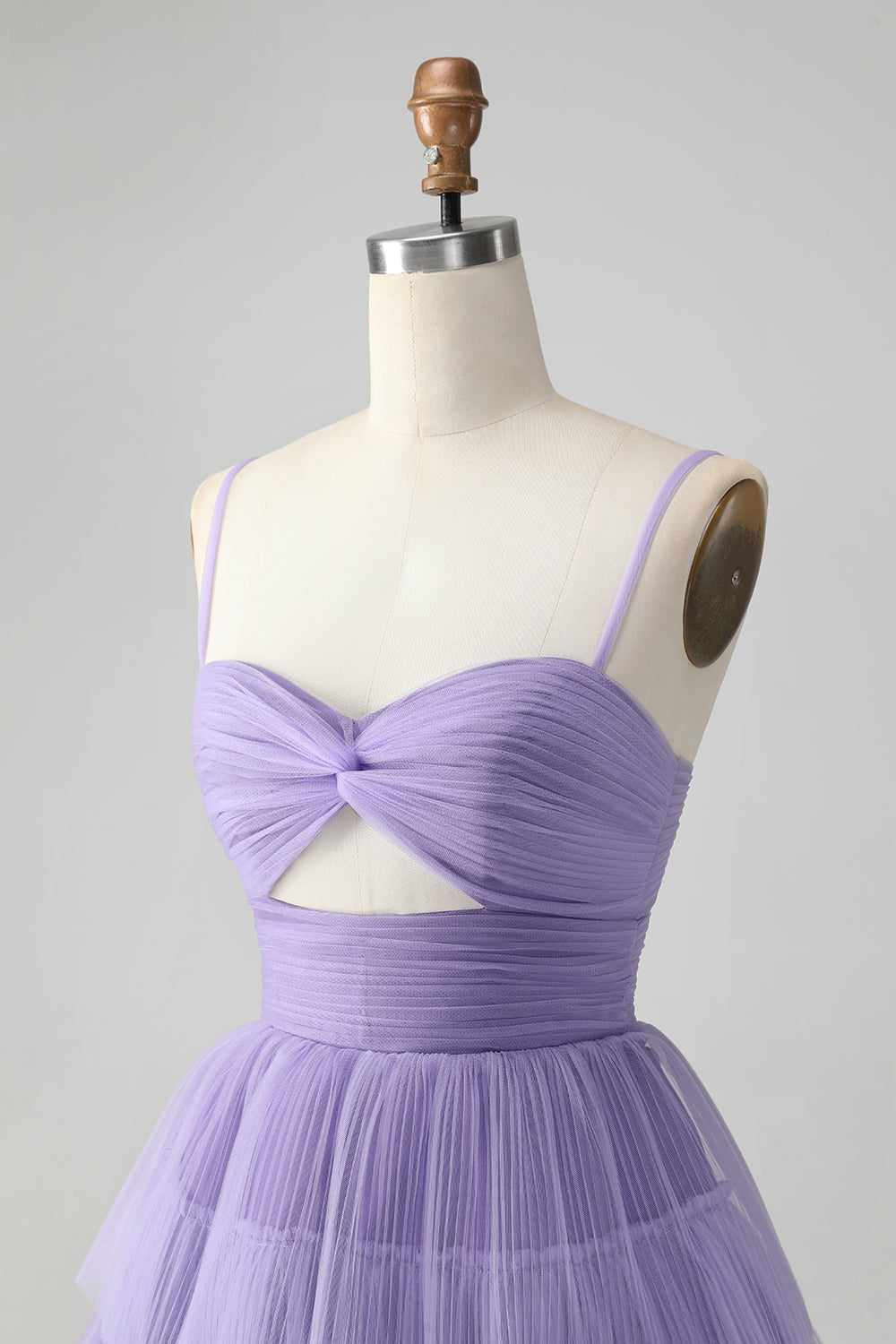 Purple Hollow Out Tulle Tiered Mini A Line Homecoming Dress
