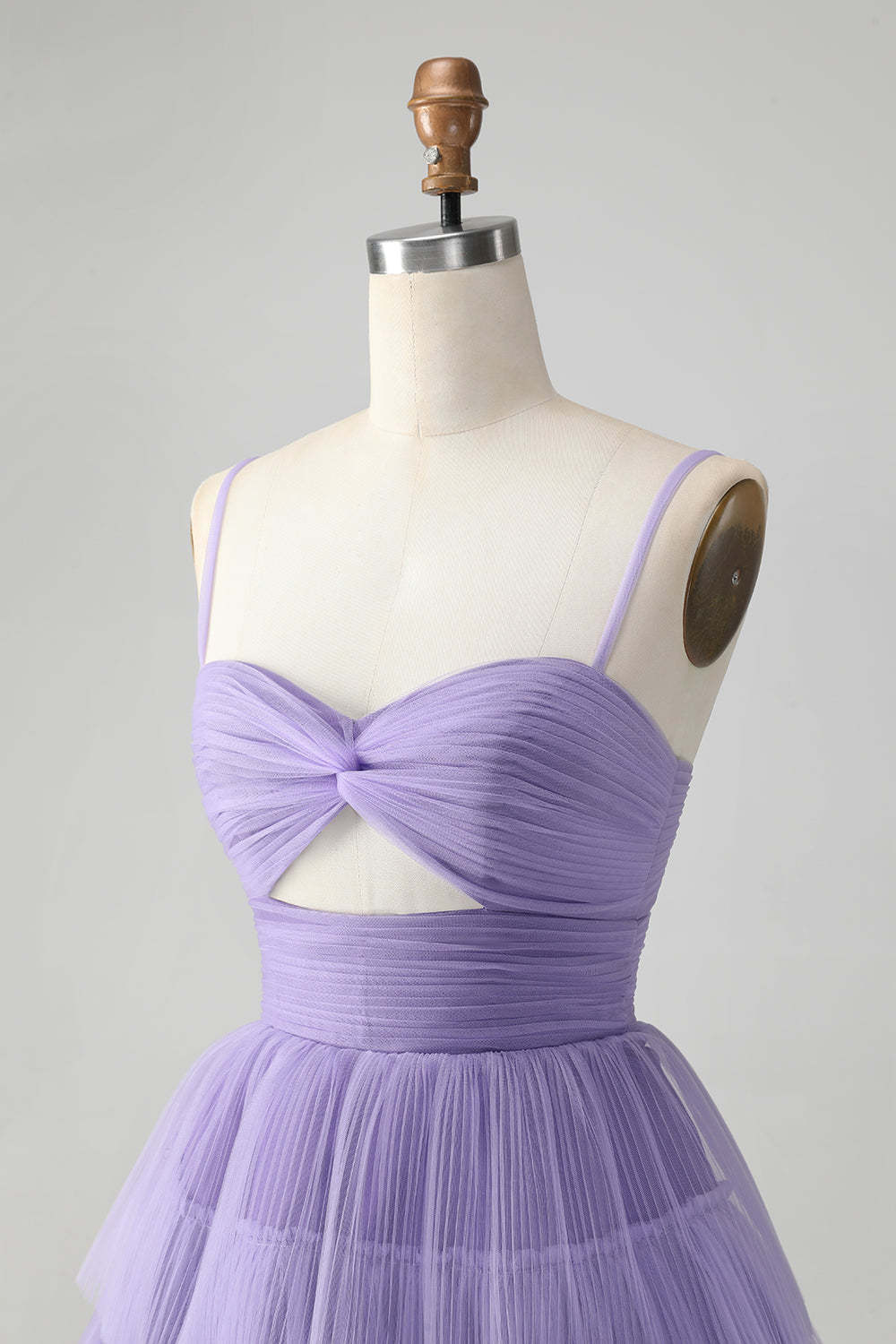 Purple Hollow Out Tulle Tiered Mini A Line Homecoming Dress