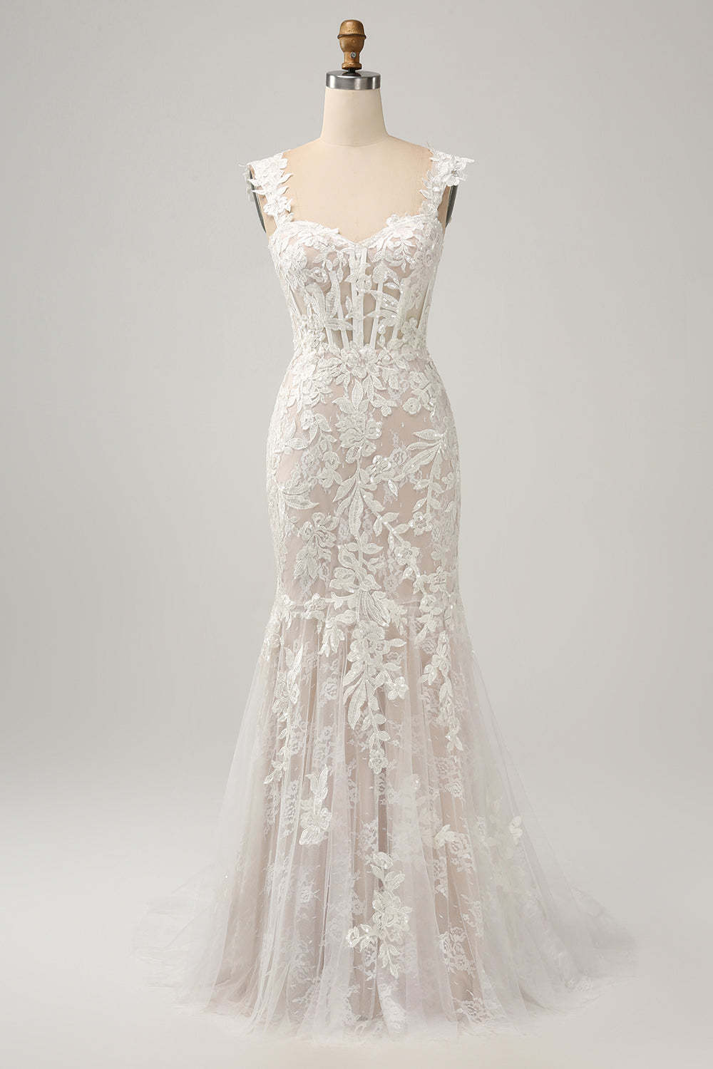 Off the Shoulder Sweetheart Applique Mermaid Sweep Train Bridal Dress