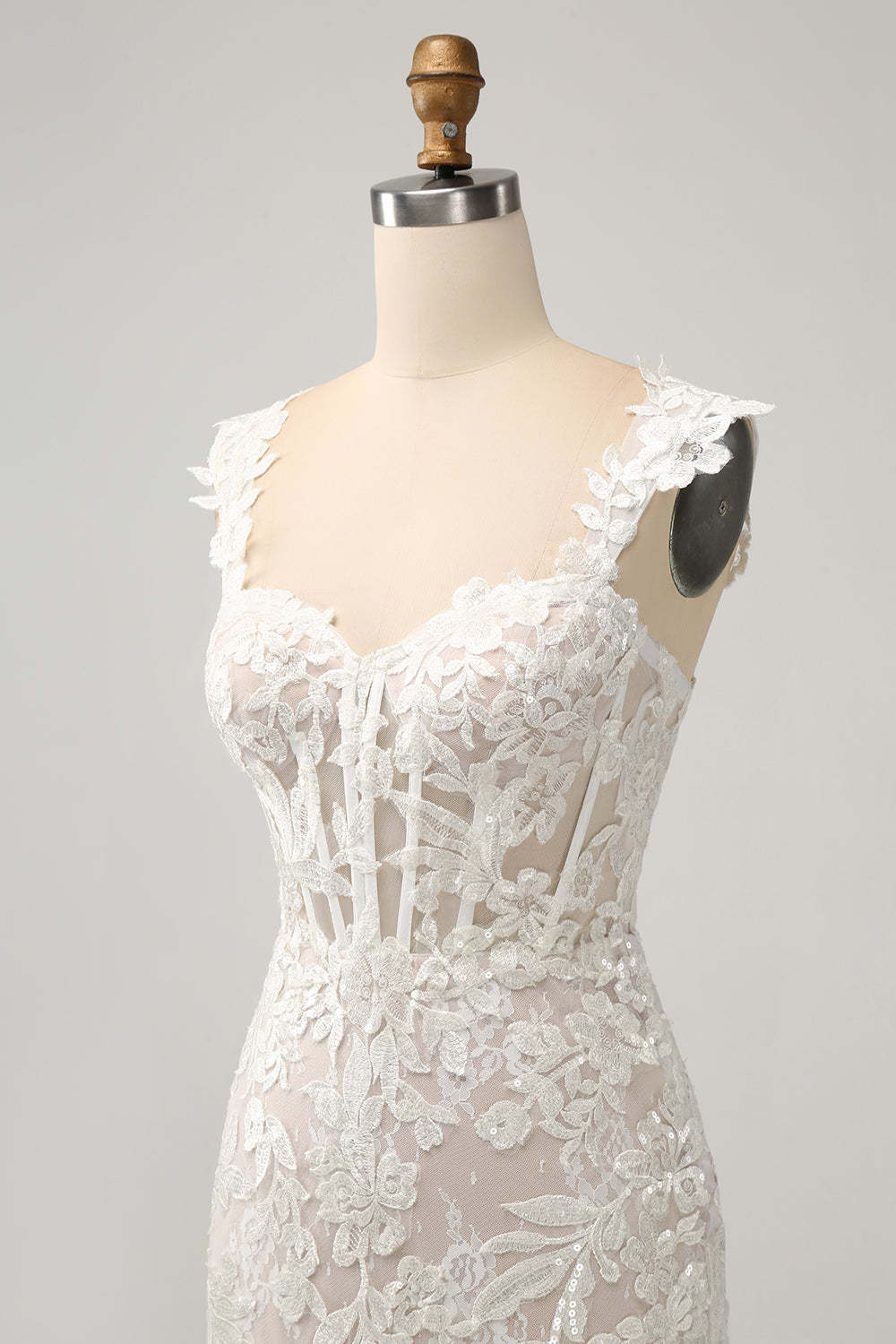 Off the Shoulder Sweetheart Applique Mermaid Sweep Train Bridal Dress
