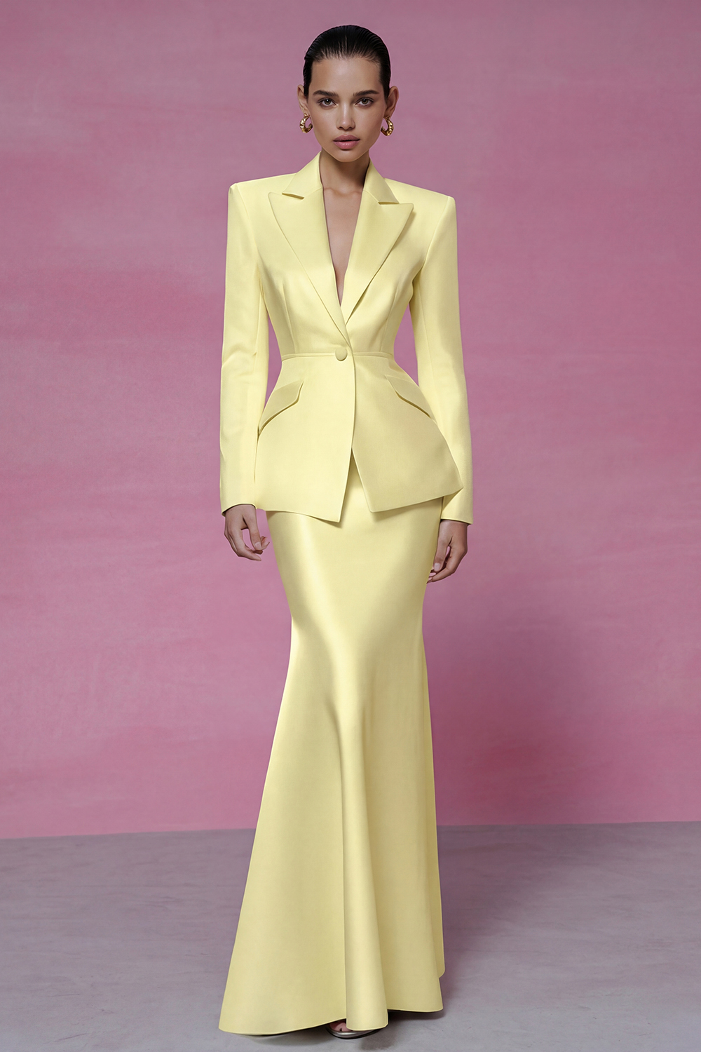 Ivory 2 Piece Peak Lapel Mermaid Long Sleeves Business Suits
