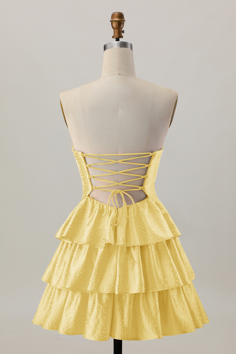 Sparkly Orange Strapless Tiered Keyhole Short Homecoming Dress with Ruffles