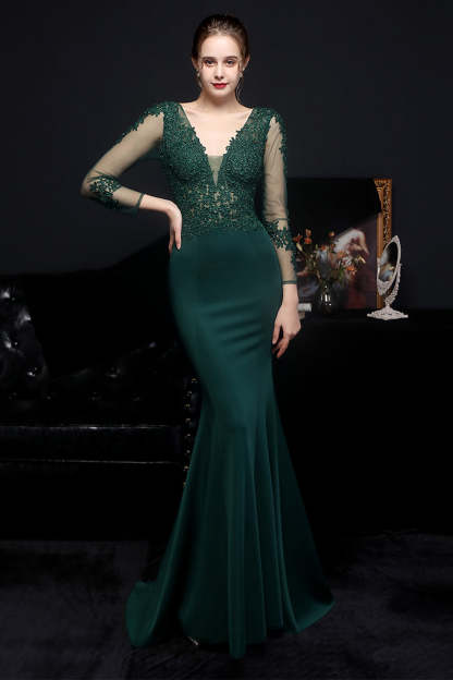 White Applique Mermaid Prom Dress