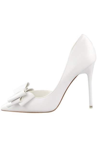 Sweet Bow Pointed Side Hollow High Heels