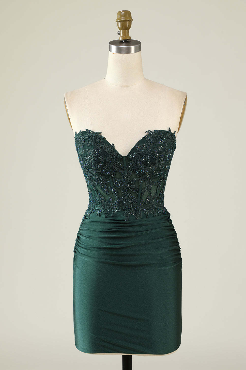 Sheath Sweetheart Dark Green Short Homecoming Dress with Beading