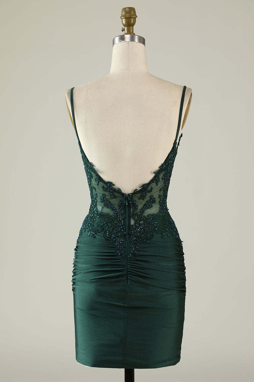 Bodycon Spaghetti Straps Royal Blue Short Homecoming Dress with Beading