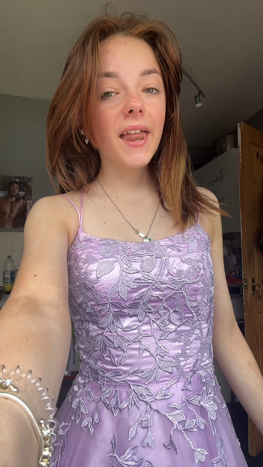 A-Line Spaghetti Straps Purple Long Prom Dress