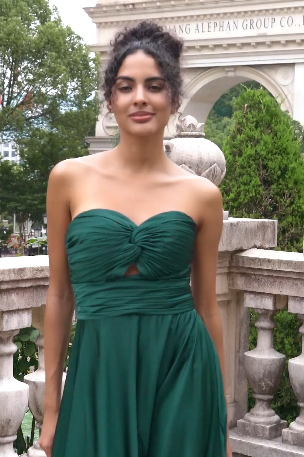 Dark Green A Line Sweetheart Pleated Keyhole Long Bridesmaid Dress