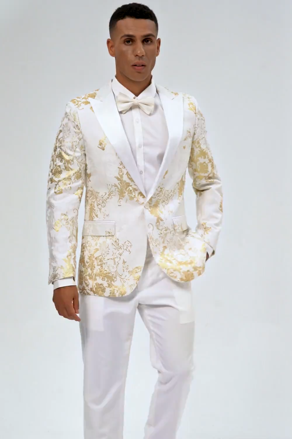 2 Pieces White Royal Men's Prom Suits with Pattern