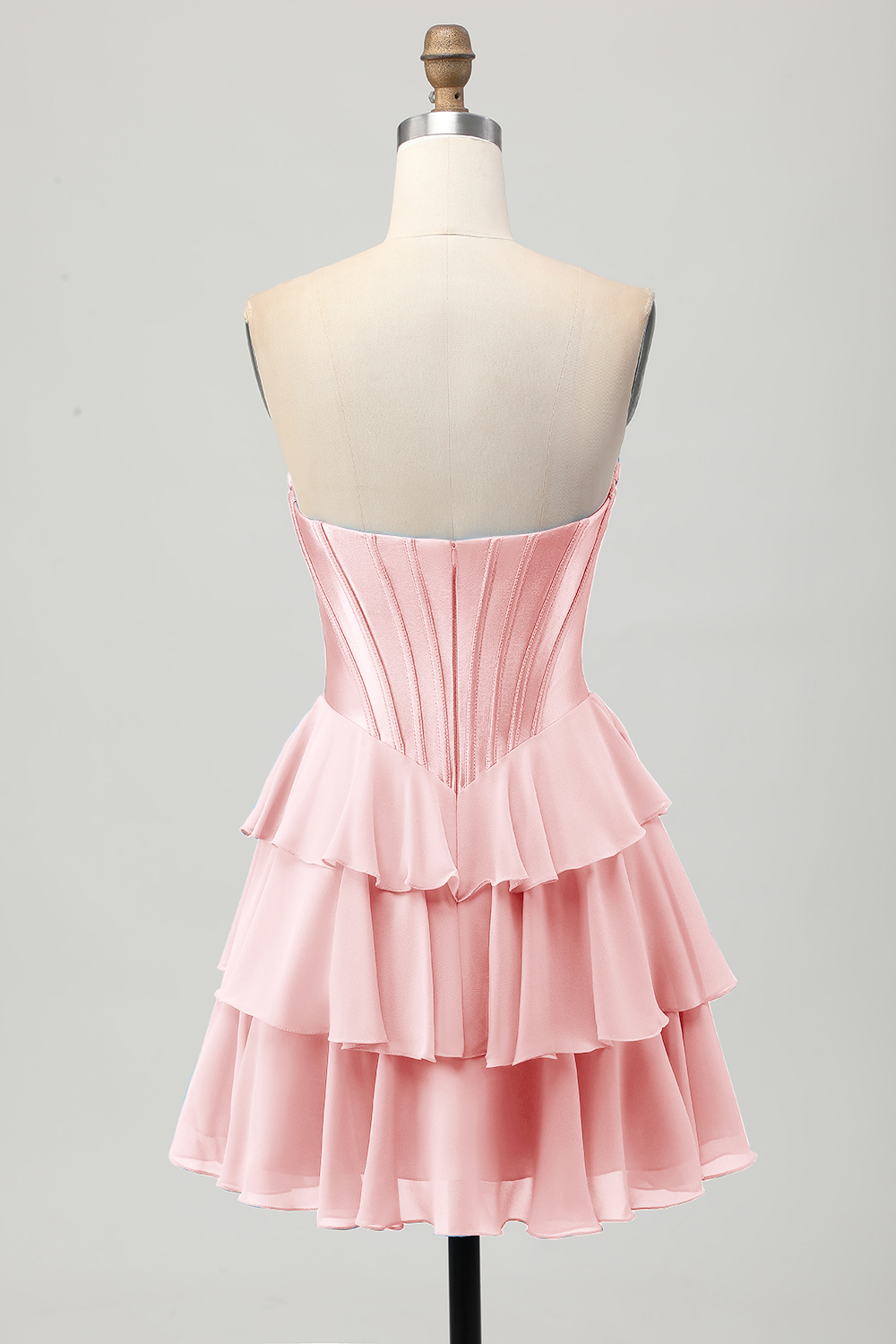 Yellow Sweetheart Corset Short Tiered Homecoming Dress with Appliques