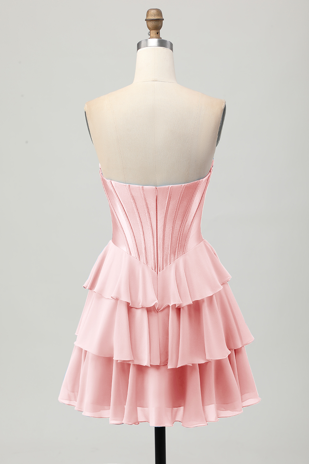 Yellow Sweetheart Corset Short Tiered Homecoming Dress with Appliques