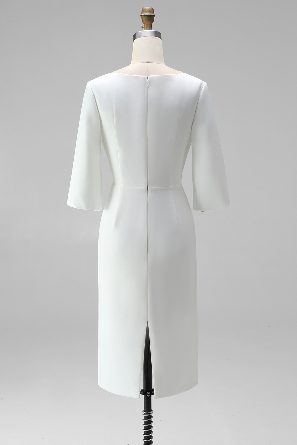 Midi Plus Size Sheath Bateau Neck White Formal Dress