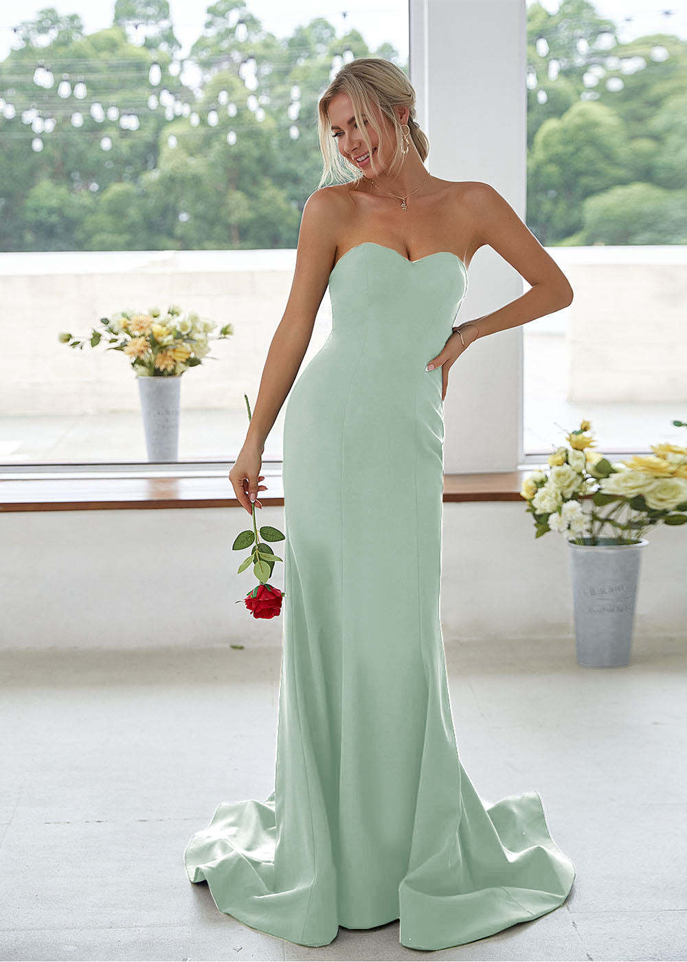 Sweetheart Long Mermaid Bridesmaid Dress