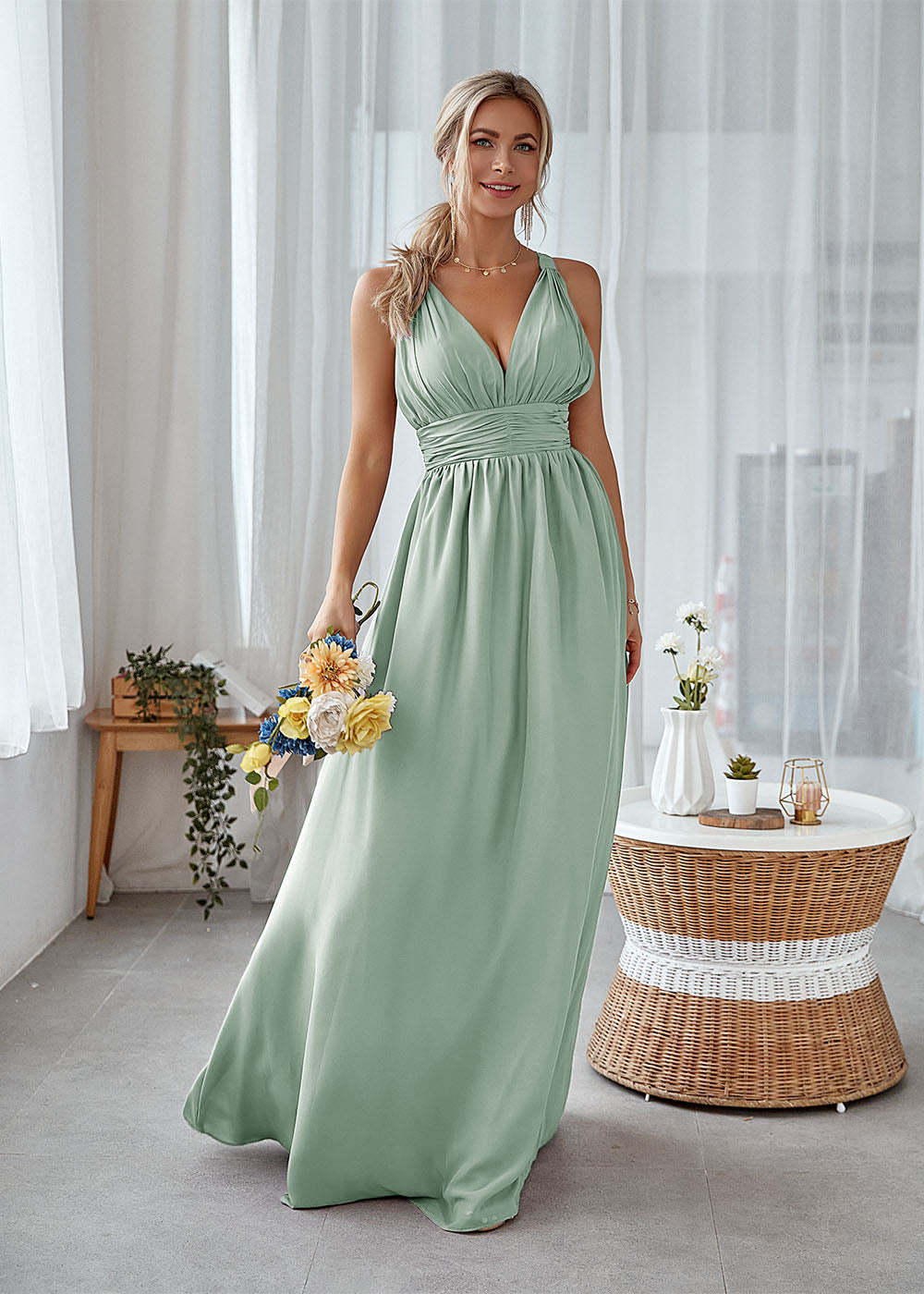 Long Backless Bridesmaid Dress