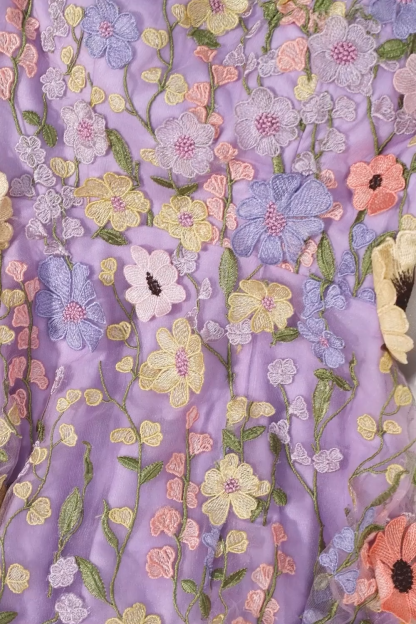 Lilac Floral A Line One Shoulder Appliqued Long Formal Dress with Slit
