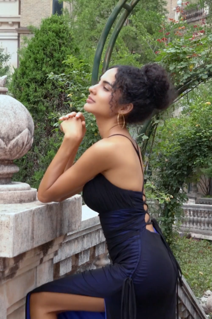 Elegant Black Blue Spaghetti Straps Sheath Bridesmaid Dress with Lace Up Back