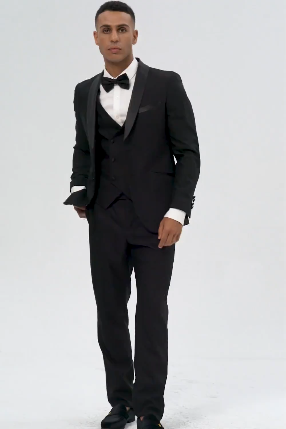 Black 3-Pieces Shawl Lapel Slim Fit Men's Suits