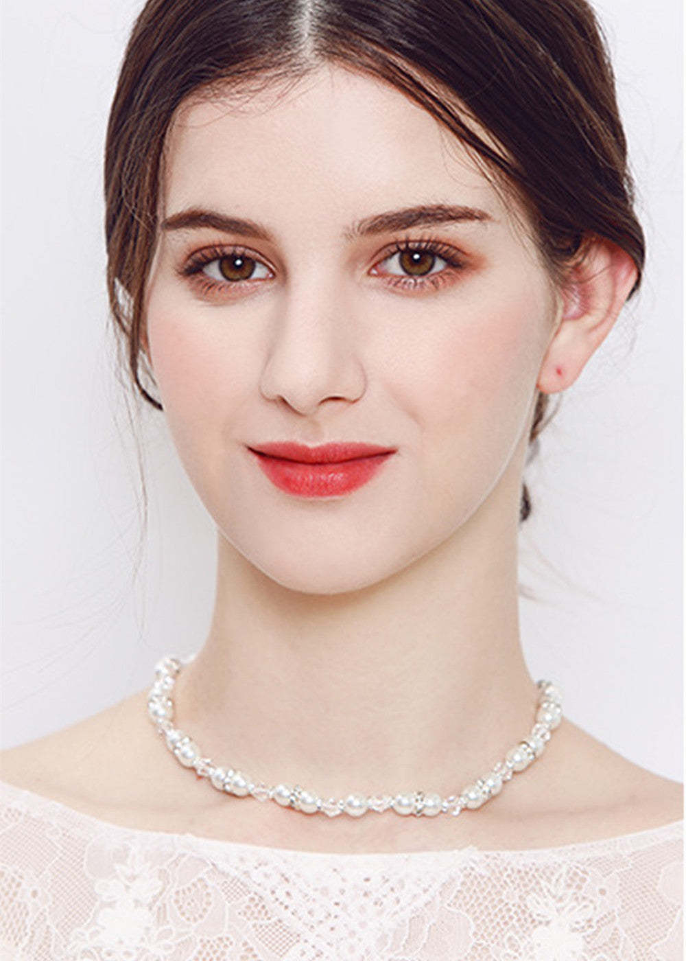 Bridal Pearl Necklace with Backdrop