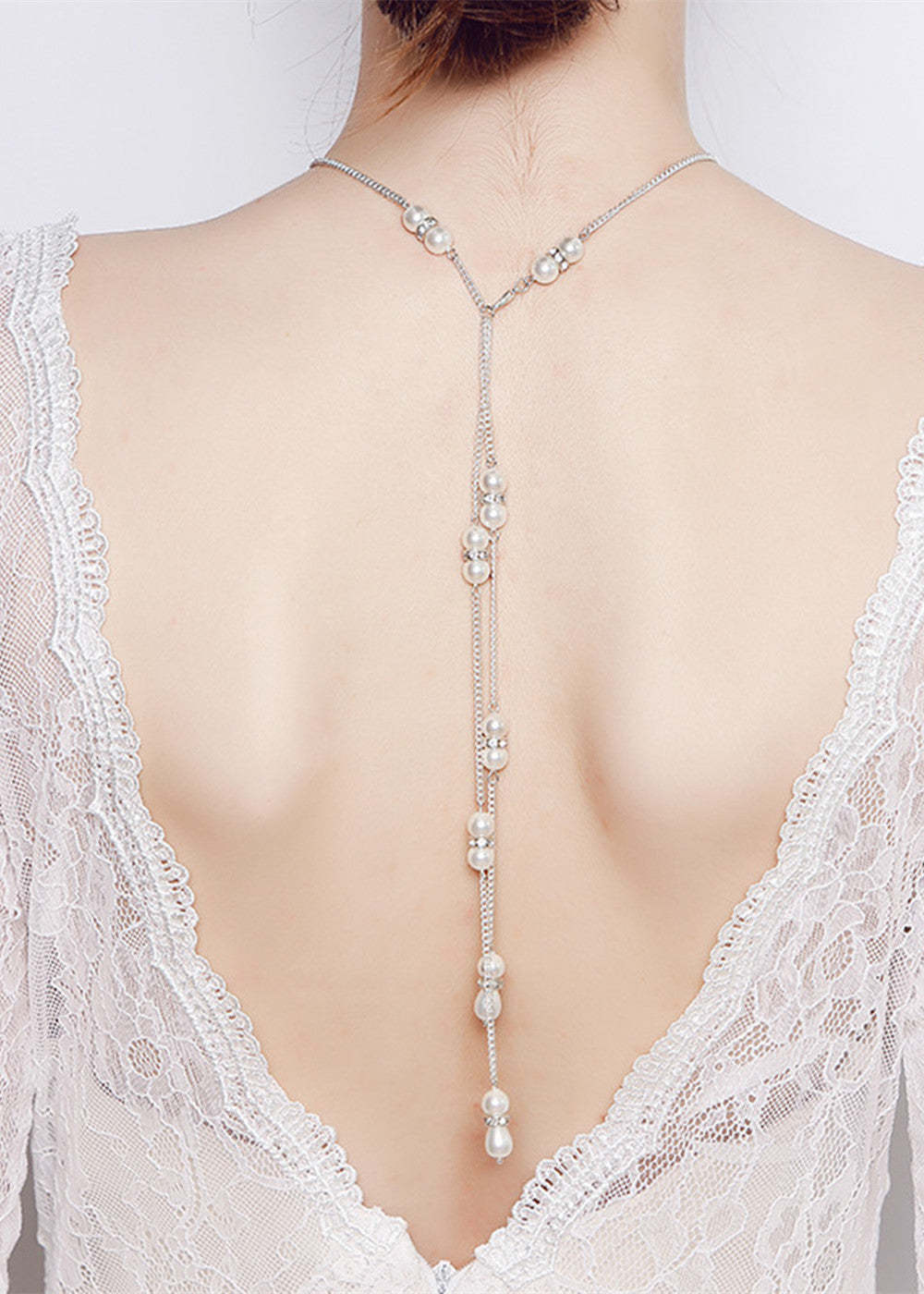 Bridal Pearl Necklace with Backdrop