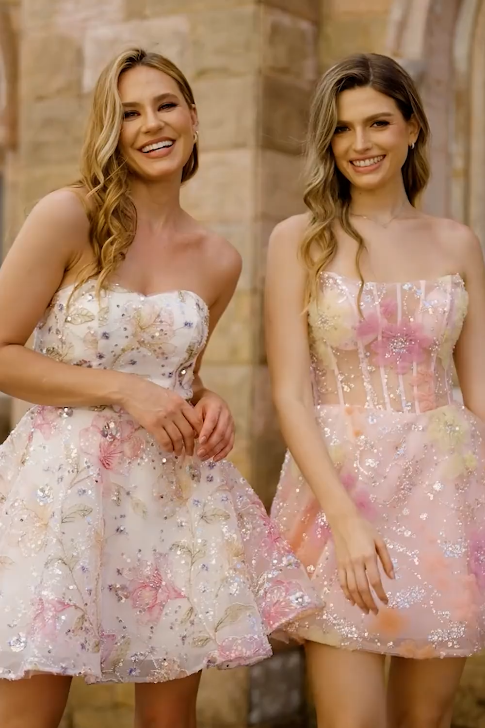 Pink Floral Corset Sequins Short Sparkly Homecoming Dress with Beading