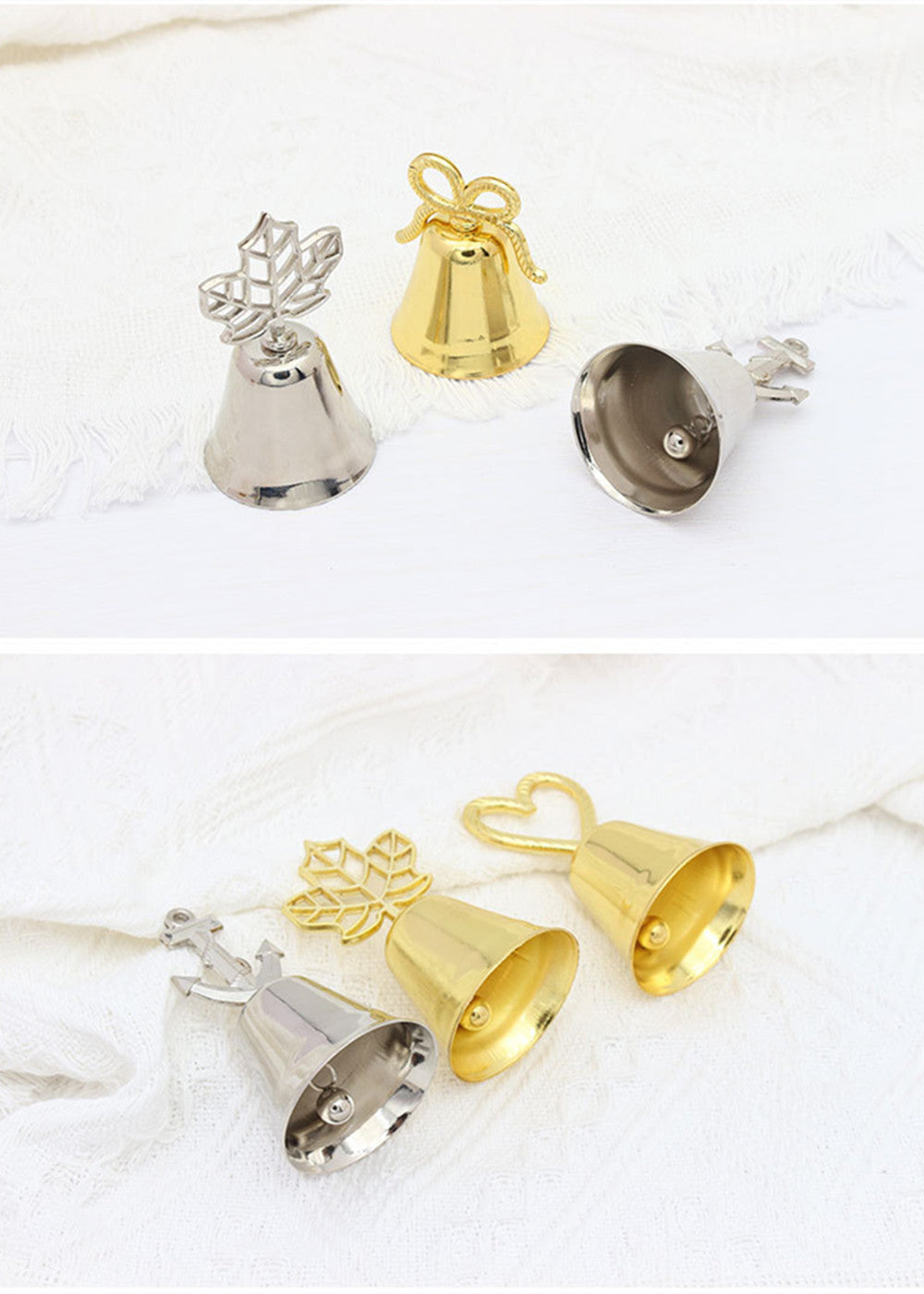 Cute Gold and Silver Bell Place Cards Holder (SET OF 5)