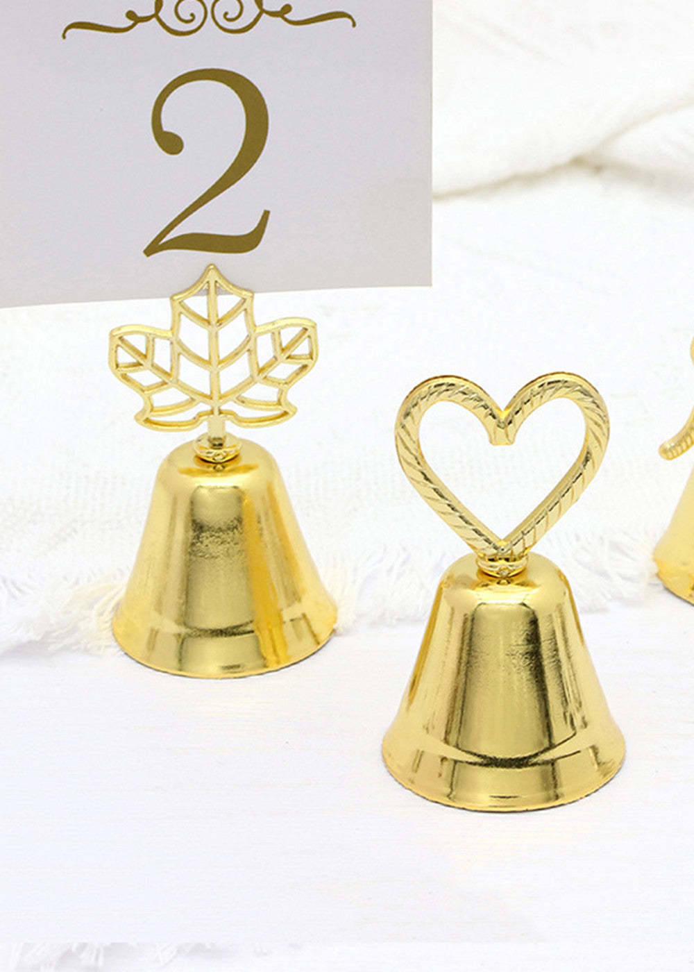 Cute Gold and Silver Bell Place Cards Holder (SET OF 5)