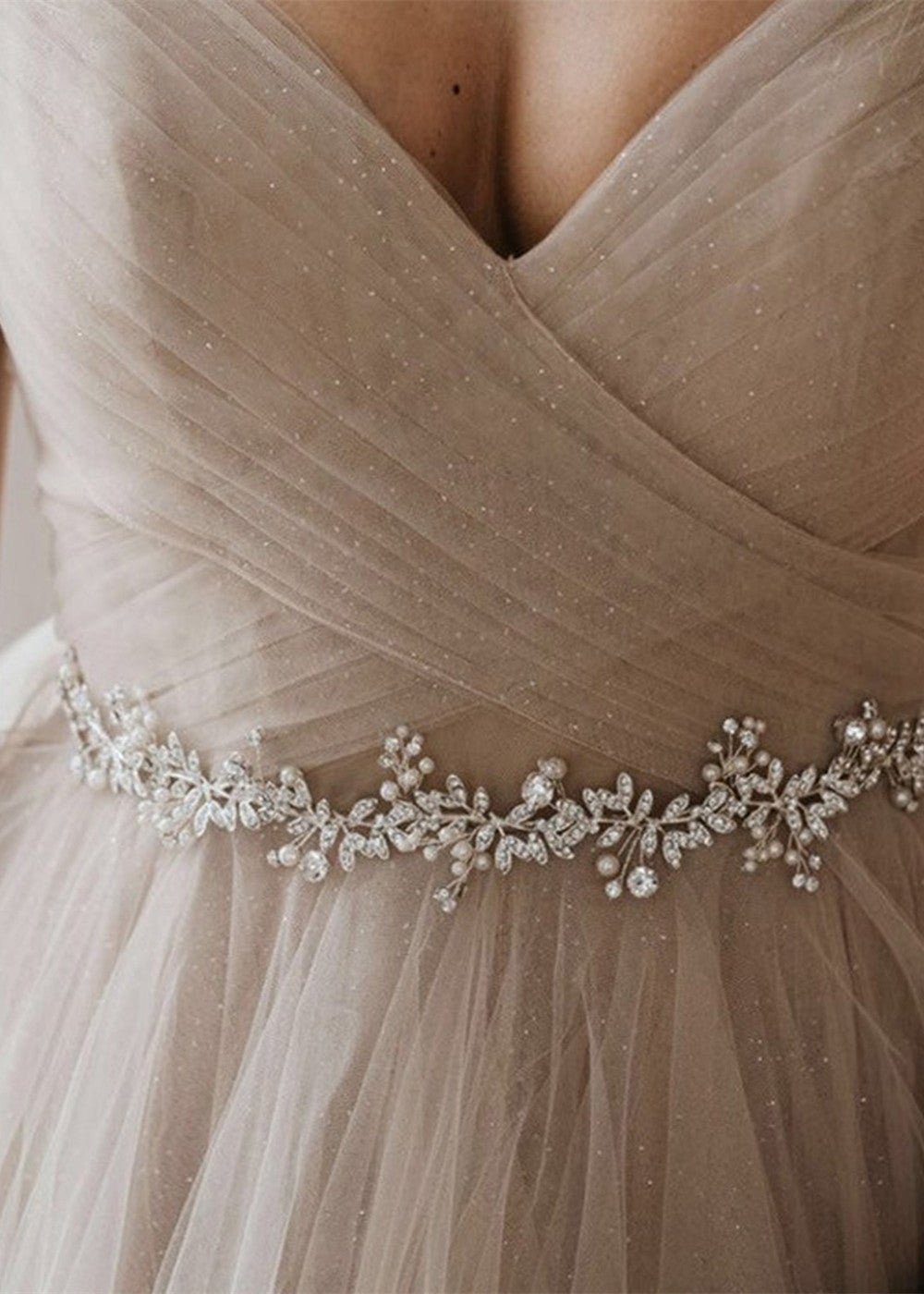 Pearl and Crystal Rhinestone Bridal Sash