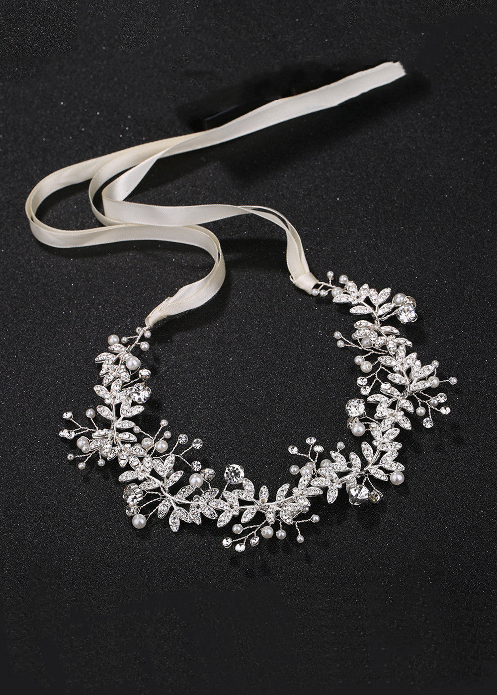 Pearl and Crystal Rhinestone Bridal Sash