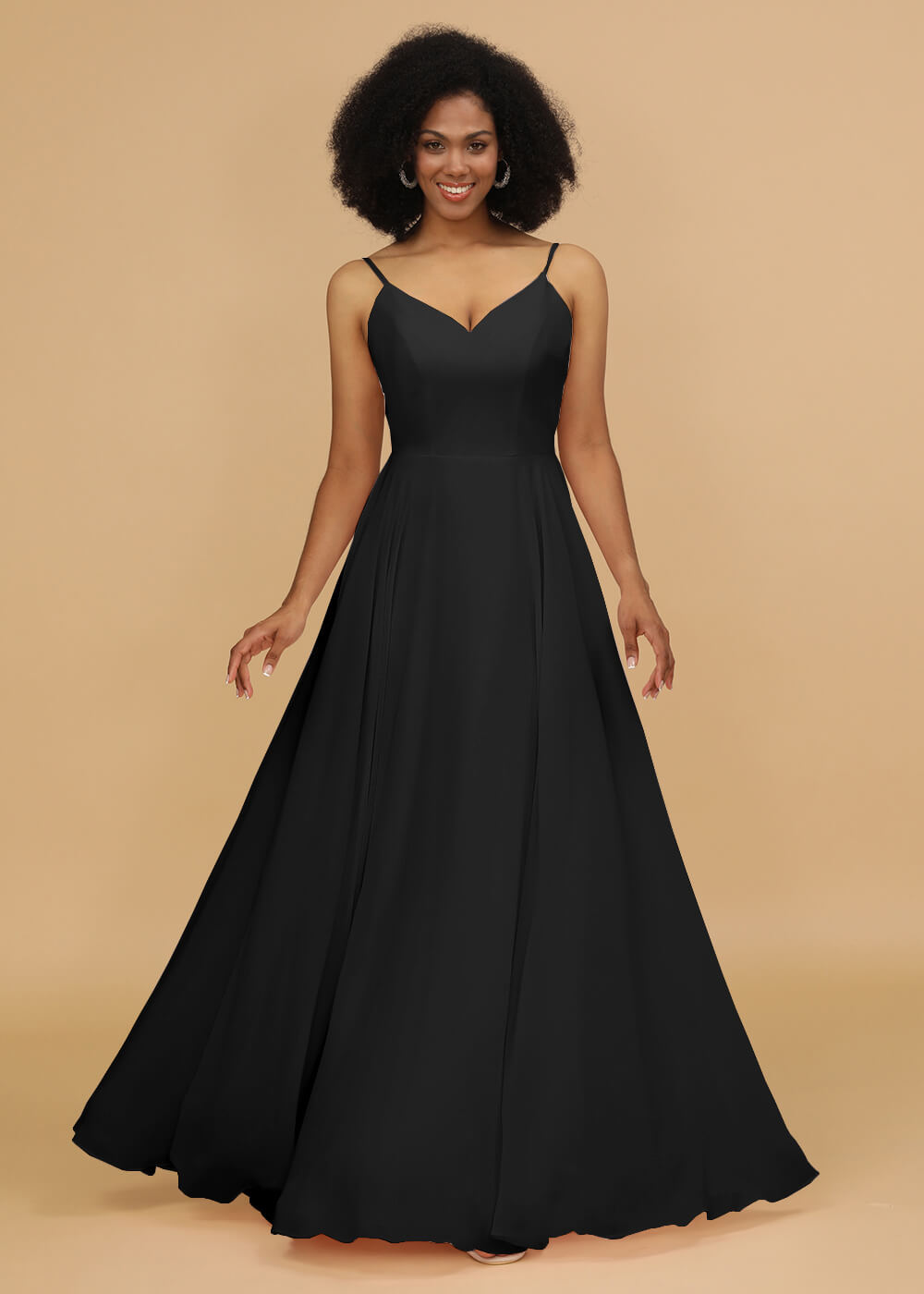 Chiffon V-neck Spaghetti Strap Bridesmaid Dress