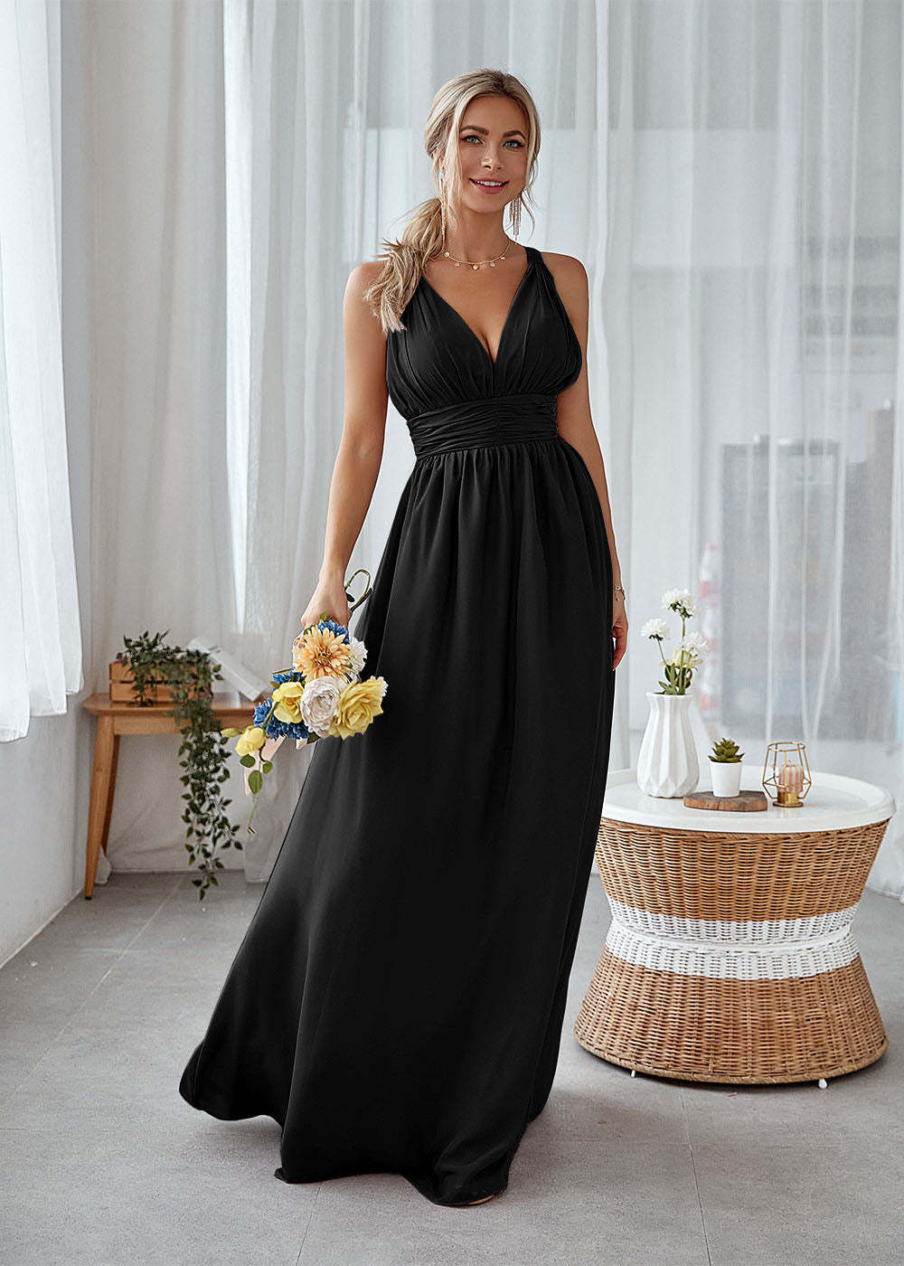 Long Backless Bridesmaid Dress