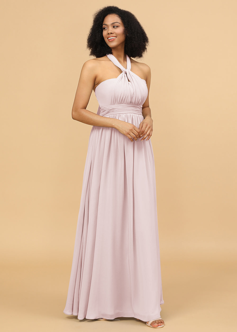 Multiway Wrap Chiffon A line Maxi Bridesmaid Dress Leely