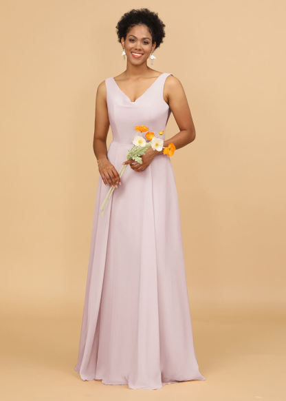Cowl Back A-line Maxi Bridesmaid Dress