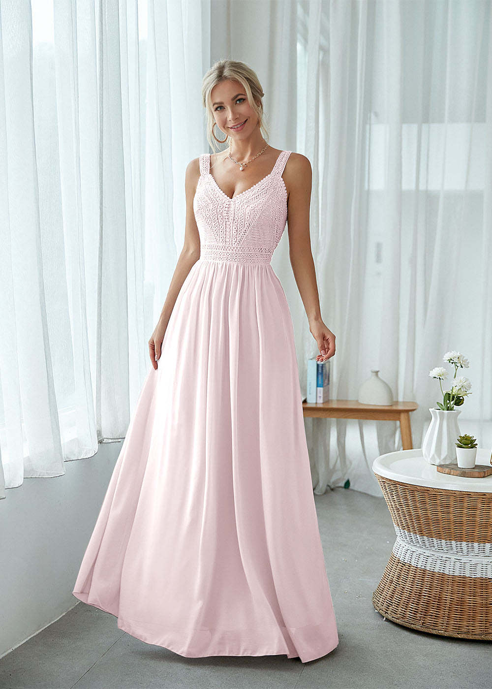 Straps Maxi Dress with Lace