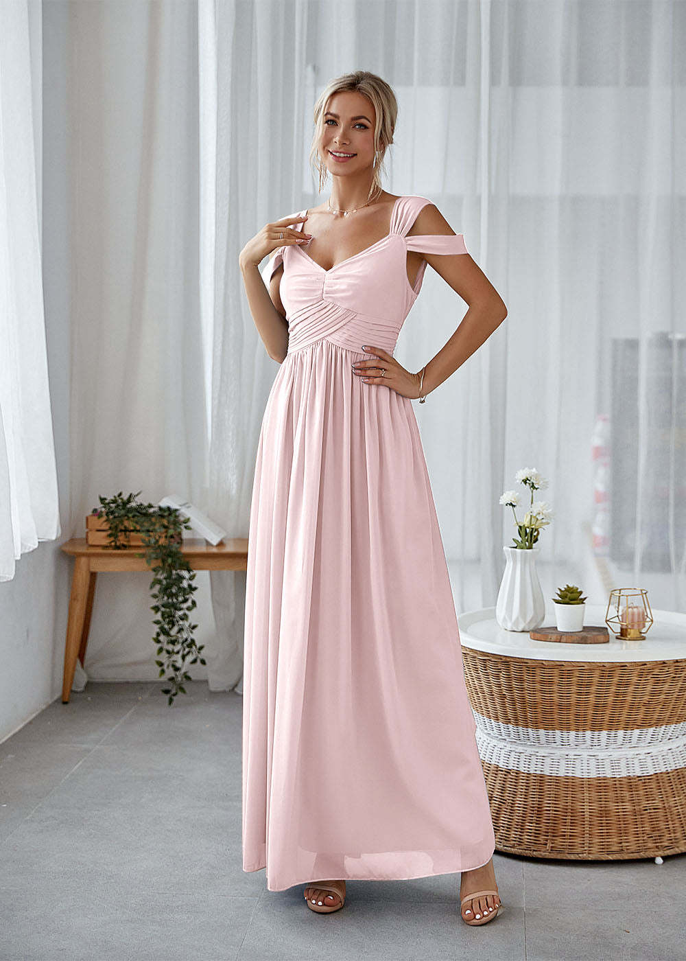 A-line Straps Maxi Dress
