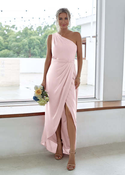 One-Shoulder Long Asymmetrical Bridesmaid Dress