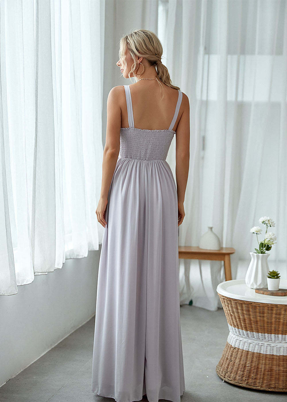 Straps Maxi Dress with Lace