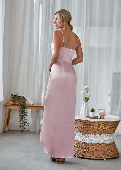 Satin Irregular Sheath Bridesmaid Dress