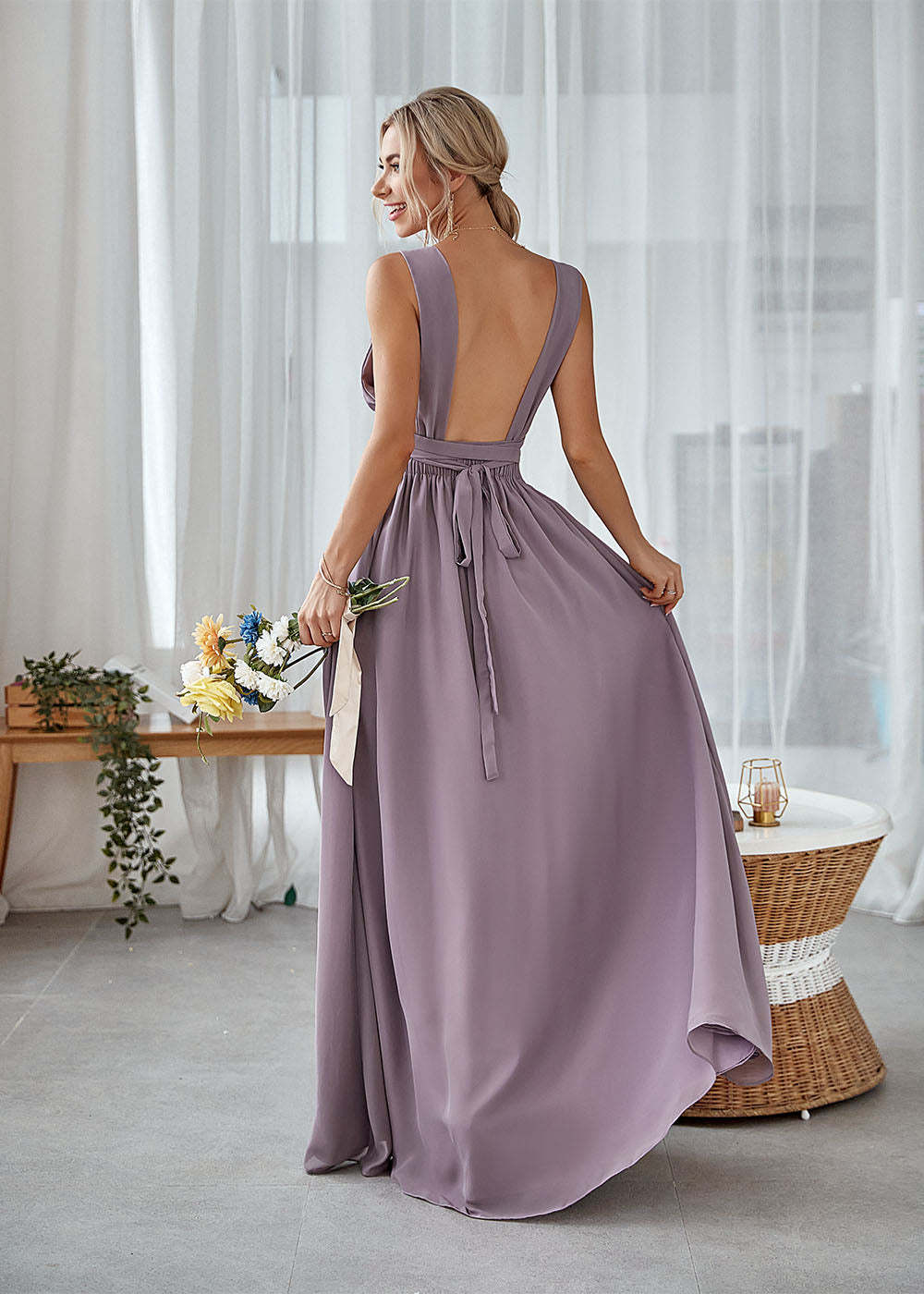 Long Backless Bridesmaid Dress