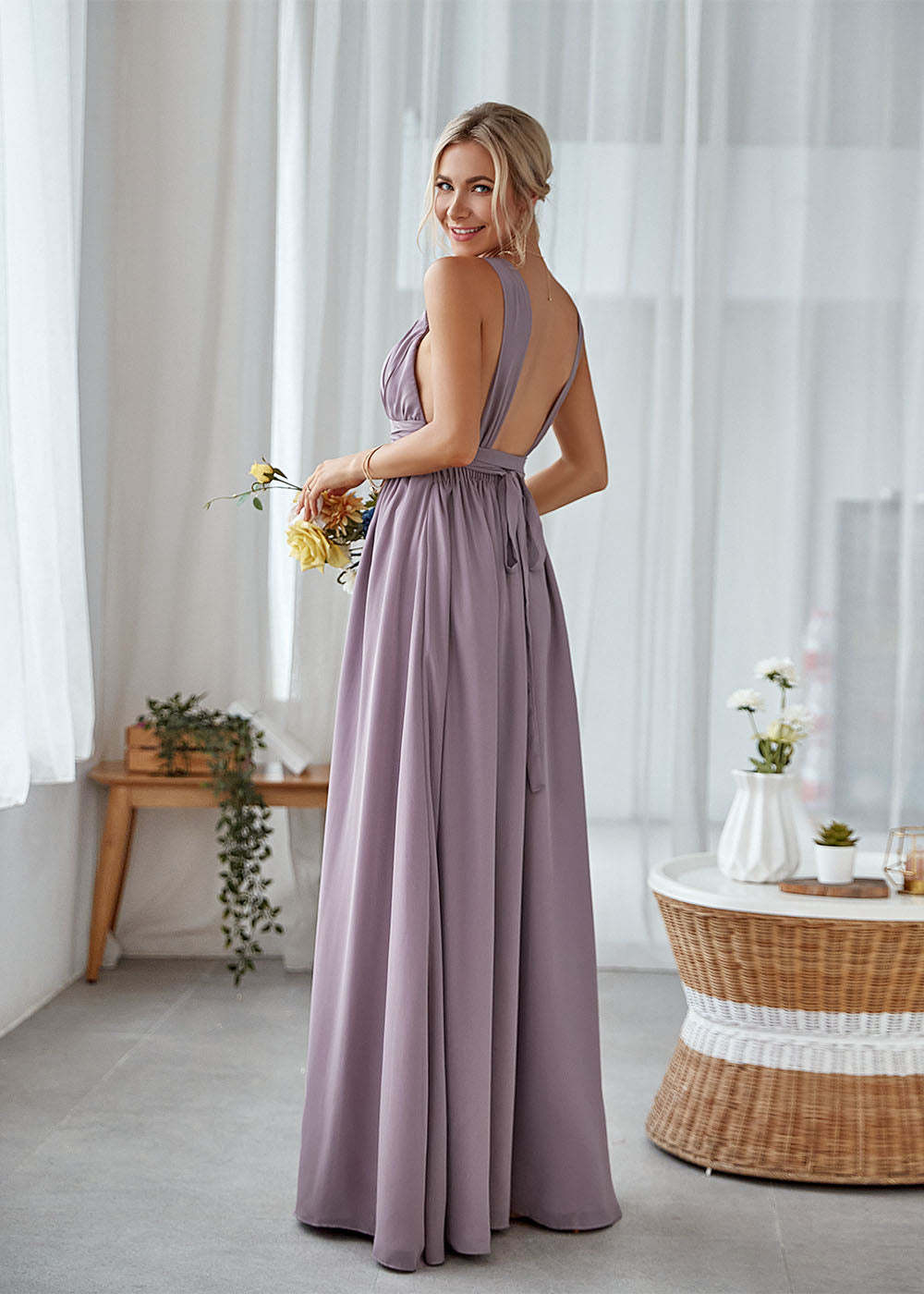 Long Backless Bridesmaid Dress