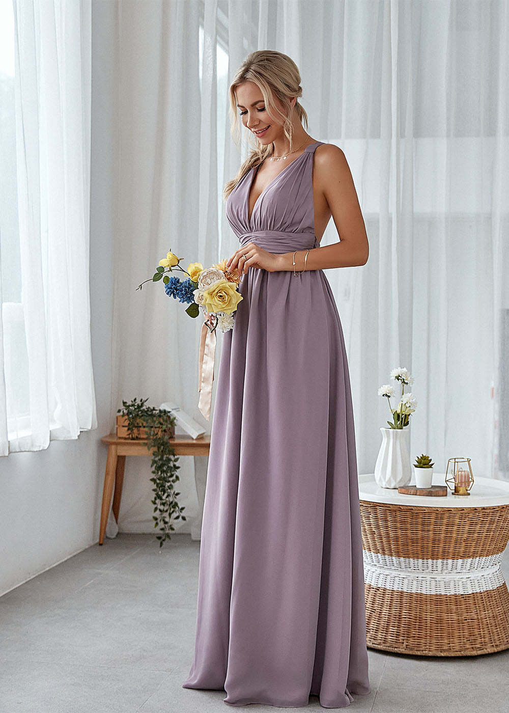 Long Backless Bridesmaid Dress