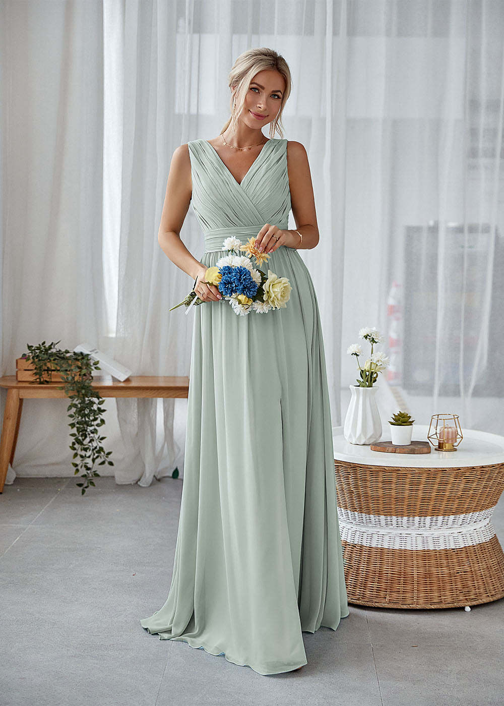 Long Bridesmaid Dress with Split