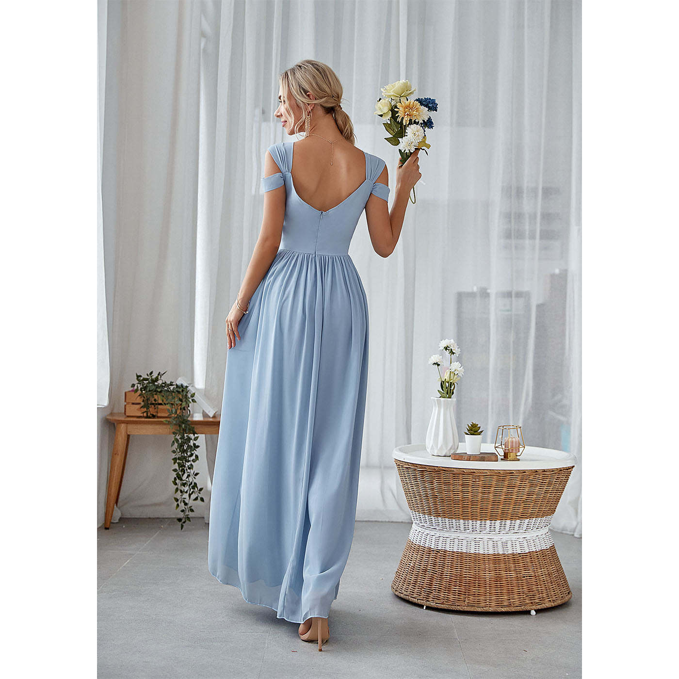 A-line Straps Maxi Dress
