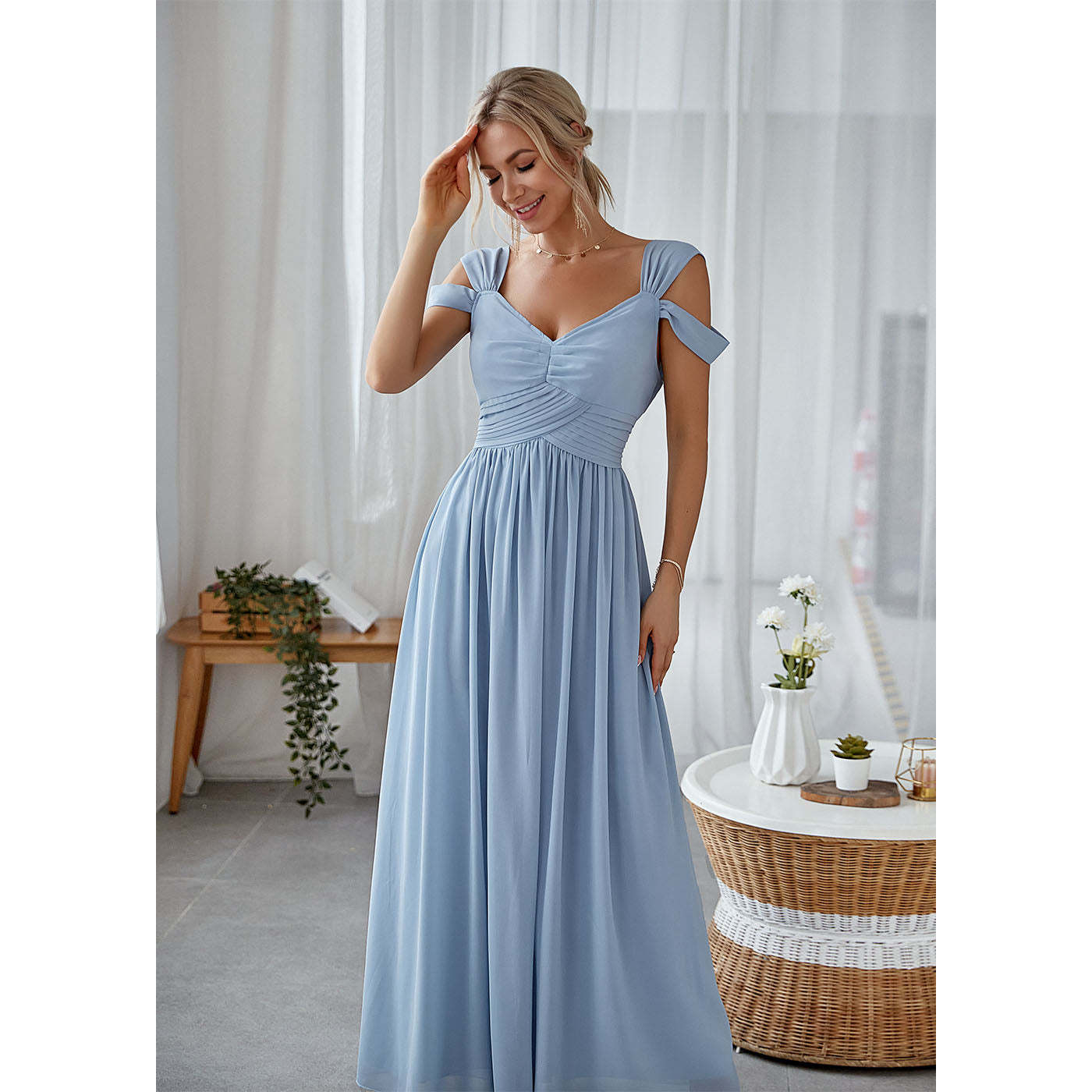 A-line Straps Maxi Dress