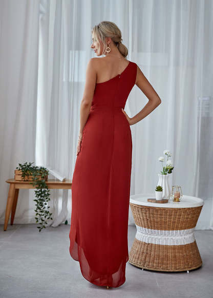 One-Shoulder Long Asymmetrical Bridesmaid Dress